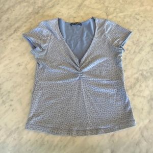 Brandy Melville - Blue V-Neck Floral Top